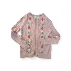 Mini Boden Pink Strawberry Cardigan Sweater